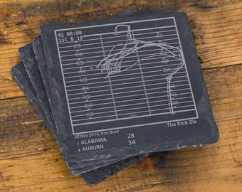 Greatest Auburn Football Plays: Slate Coasters (Set of 4)