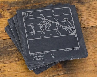 Greatest Louisville Football Plays: Slate Coasters (Set of 4)
