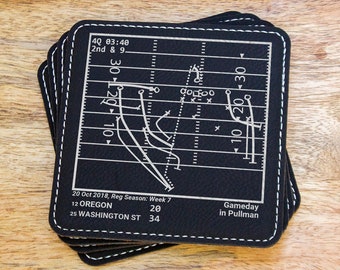Greatest Washington State Football Plays: Leatherette Coasters (Set of 4)