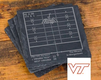 Greatest Virginia Tech Football Plays: Slate Coasters (Set of 4)