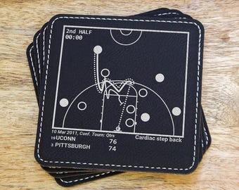 Greatest UCONN Basketball Plays: Leatherette Coasters (Set of 4)