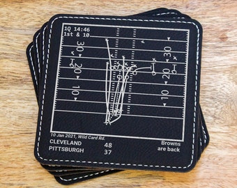 Greatest Browns Plays: Leatherette Coasters (Set of 4)