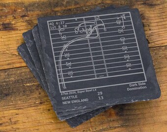 Seahawks 2026 Super Bowl Champions Plays: Slate Coasters (Set of 4)