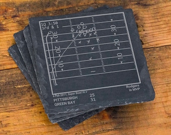 Greatest Packers Plays: Slate Coasters (Set of 4)