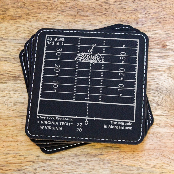 Greatest Virginia Tech Football Plays: Leatherette Coasters (Set of 4)