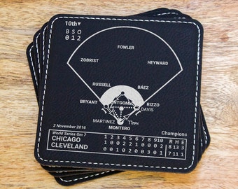 Champion Cubs 2016 Plays: Leatherette Coasters (Set of 4)