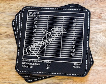 Greatest Seahawks Plays: Leatherette Coasters (Set of 4)