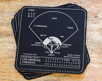 2025 Los Angeles Dodgers - World Champions Greatest Plays: Leatherette Coasters (Set of 4)