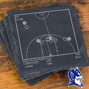 Greatest Duke Basketball Plays: Slate Coasters Set of 4 image 1