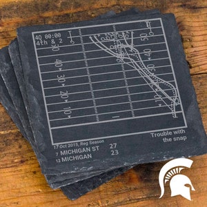 Greatest Michigan State Football Plays: Slate Coasters (Set of 4)