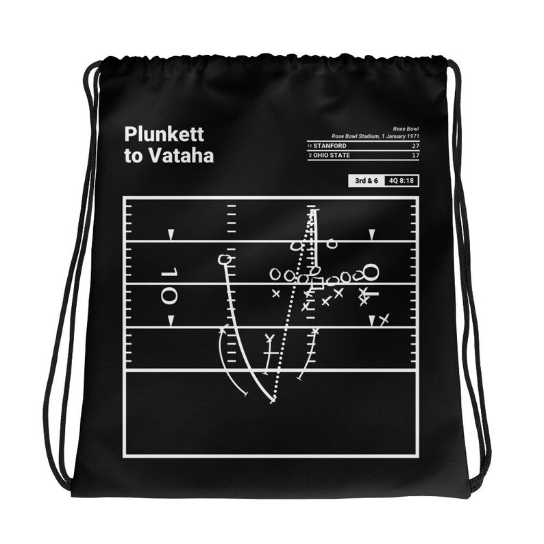 Plunkett to Vataha Greatest Stanford Football Plays Drawstring Bag 1971
