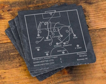Greatest Manchester United Modern Plays: Slate Coasters (Set of 4)