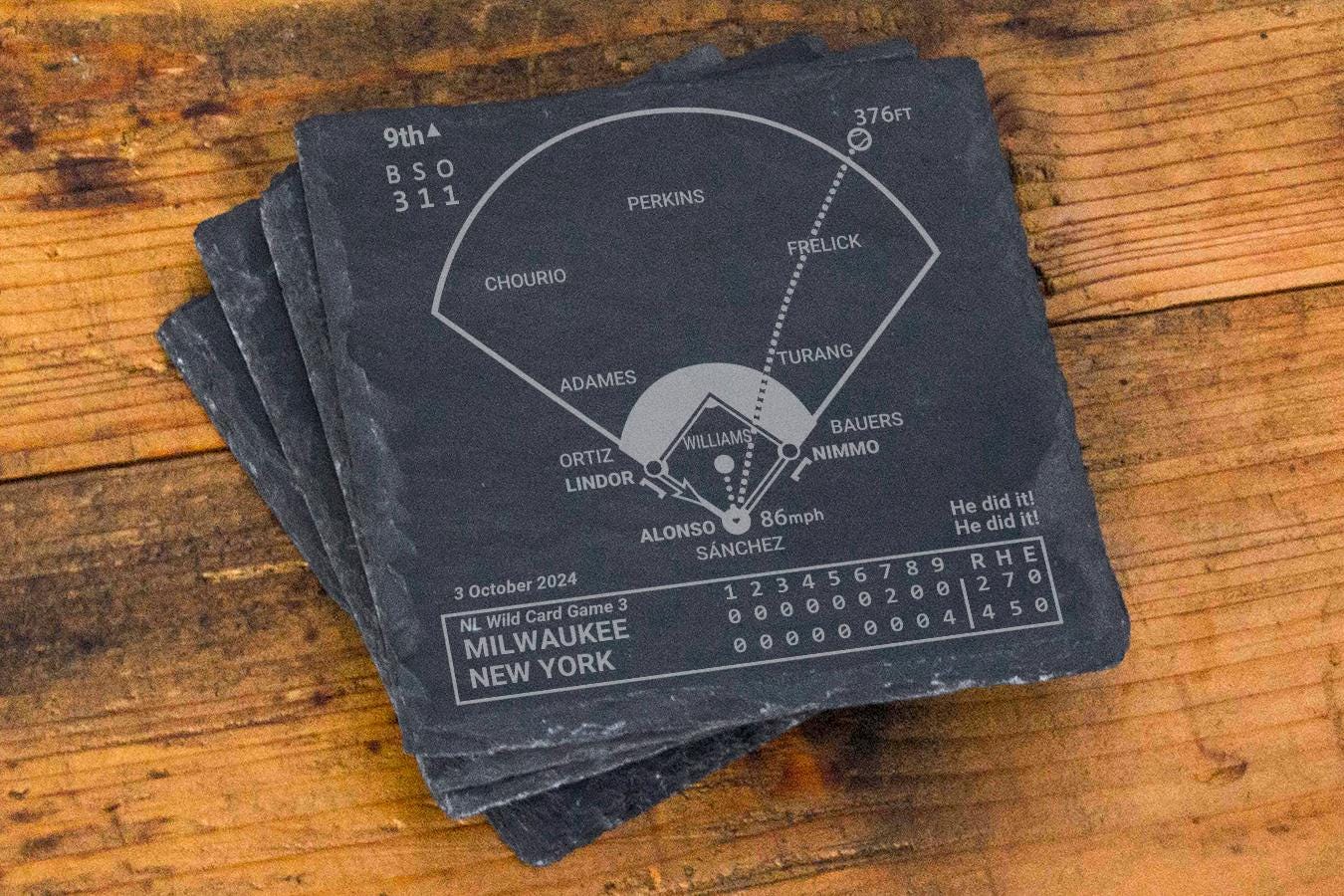 Greatest Mets Plays: Slate Coasters (Set of 4)