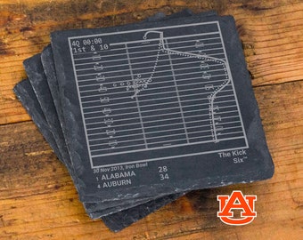 Greatest Auburn Football Plays: Slate Coasters (Set of 4)