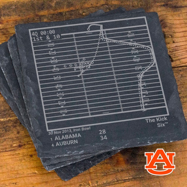 Greatest Auburn Football Plays: Slate Coasters (Set of 4)