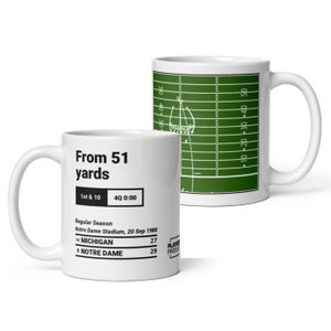 Greatest Notre Dame Football Plays Mug: From 51 yards (1980)