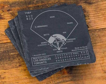 2025 Los Angeles Dodgers - World Champions Greatest Plays: Slate Coasters (Set of 4)