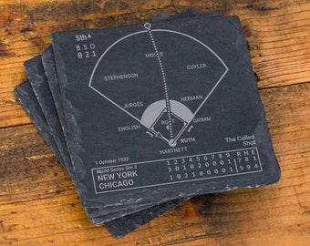 Greatest Yankees Vintage Plays: Slate Coasters (Set of 4)
