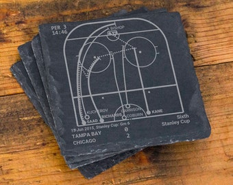 Greatest Blackhawks Plays: Slate Coasters (Set of 4)