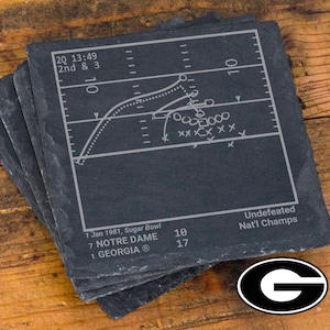 Greatest Georgia Football Plays: Slate Coasters (Set of 4)