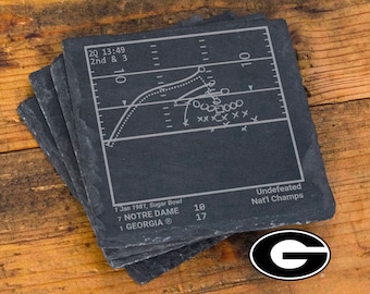 Greatest Georgia Football Plays: Slate Coasters (Set of 4)