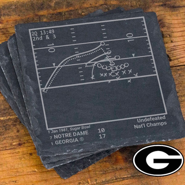 Greatest Georgia Football Plays: Slate Coasters (Set of 4)