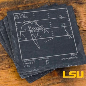 Greatest LSU Football Plays: Slate Coasters (Set of 4)