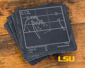 Greatest LSU Football Plays: Slate Coasters (Set of 4)