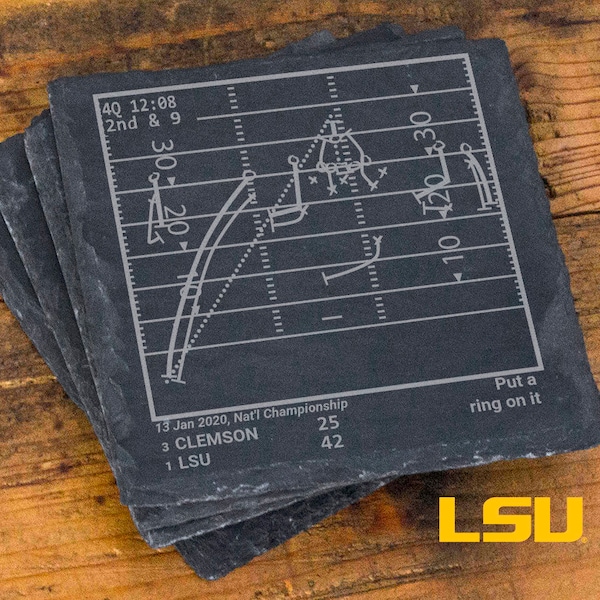 Champion LSU Football 2020 Plays: Slate Coasters (Set of 4)