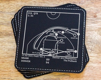 Champion Nuggets 2023 Plays: Leatherette Coasters (Set of 4)