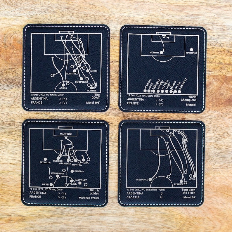 Pièces Champion Argentina 2022 : sous-verres en similicuir (lot de 4) image 2