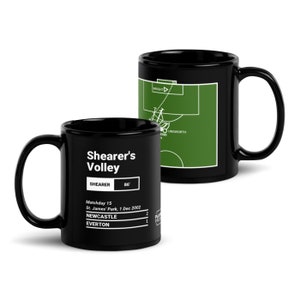 Greatest Newcastle Plays Mug: Shearer's Volley (2002) Field Black