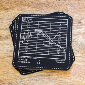 Greatest Steelers Plays: Leatherette Coasters (Set of 4)