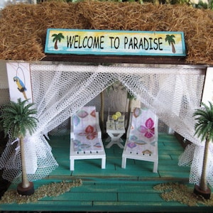 Miniature Garden Paradise Beach Cabana Hut fairy decor accessories house