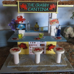 Miniature Crabby Cantina Tiki Bar Hut Beach fairy decor accessory