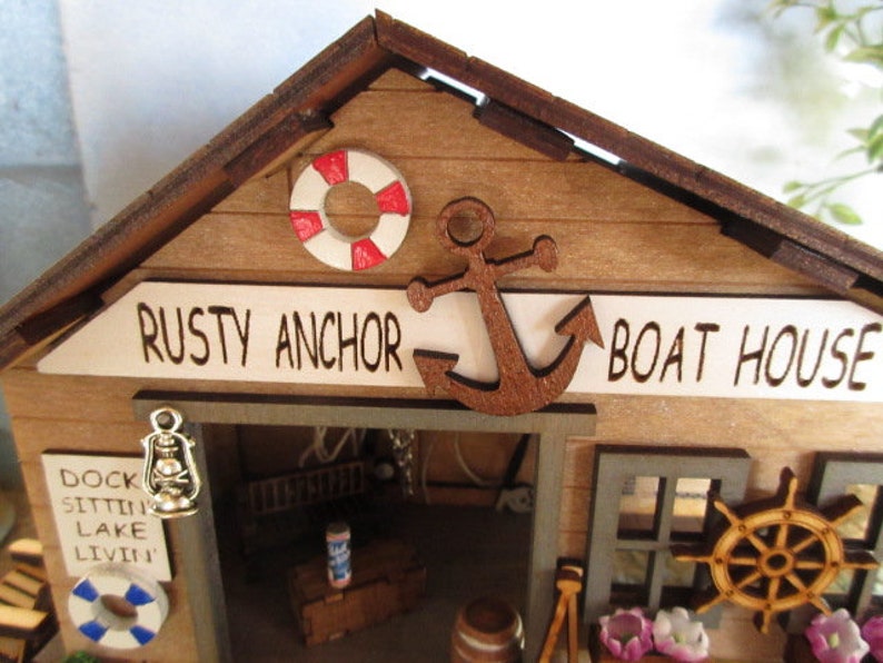 Fairy Garden Miniature Rusty Anchor Boat House Fishing Dock fairy decor accessories image 7