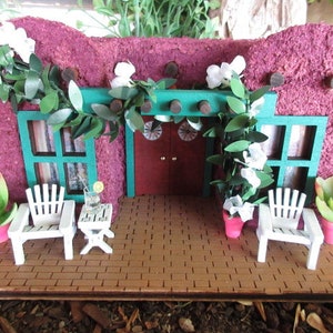 Feengarten Miniatur Southwestern Adobe Hacienda OOAK Haus, Hütte, Tür, Accessoire