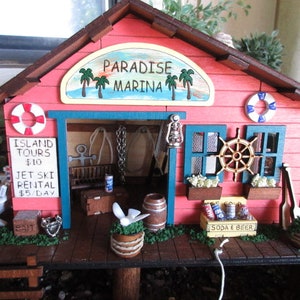 Fairy Garden Miniature Paradise Marina Boat House Fishing Dock fairy decor accessories