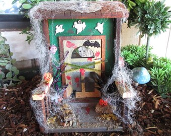 Miniature Garden Spooky Halloween Door/Porch fairy decor accessory haunted house