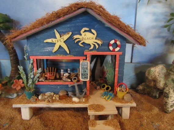 Miniatur Garten Strand Hutte Ferienhaus Seestern Krabbe Fee Etsy