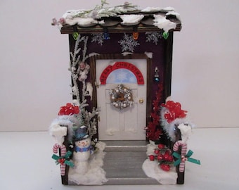 Miniature Garden Christmas Holiday Winter Door fairy house decor