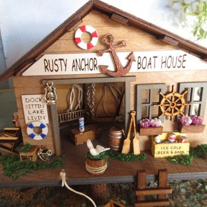 Fairy Garden Miniature Rusty Anchor Boat House Fishing Dock fairy decor accessories image 1