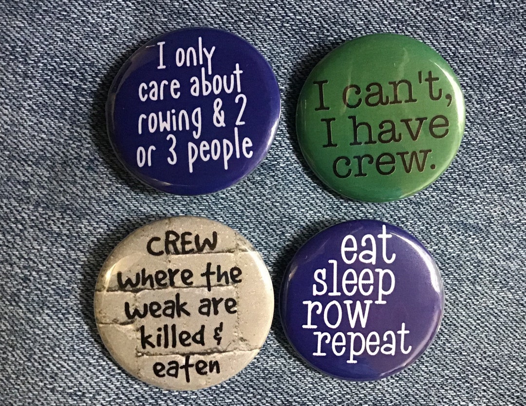 Rowing Buttons, Set, Pin Back Buttons Rower, Crew Flair, Rower Recognition Pins, Crew