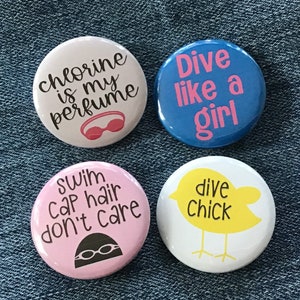 Diving Pins, Dive Magnets, Diver Gifts, Diving Senior Gift, Dive Team, Dive Girl, Diving Gifts for Her, Locker Magnets, Gifts Under 10