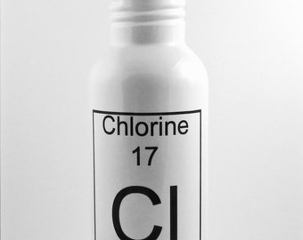 swimming water bottle, stainless steel water bottle for swimmer, chlorine symbol, swim gift, swim team sports bottle, swim coach gift