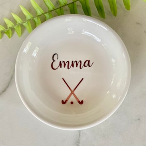 Field Hockey Gift, Personalized Girls Field Hockey Player Ring Dish, Custom Jewelry Dish for Field Hockey Coach Gift, Field Hockey Goalie