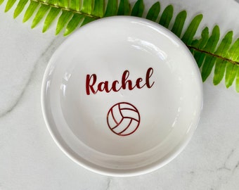 Volleyball Personalized Ring Dish, Ring Holder for Volleyball Player, Volleyball Gifts for Girls, Womens Volleyball Custom Jewelry Dish