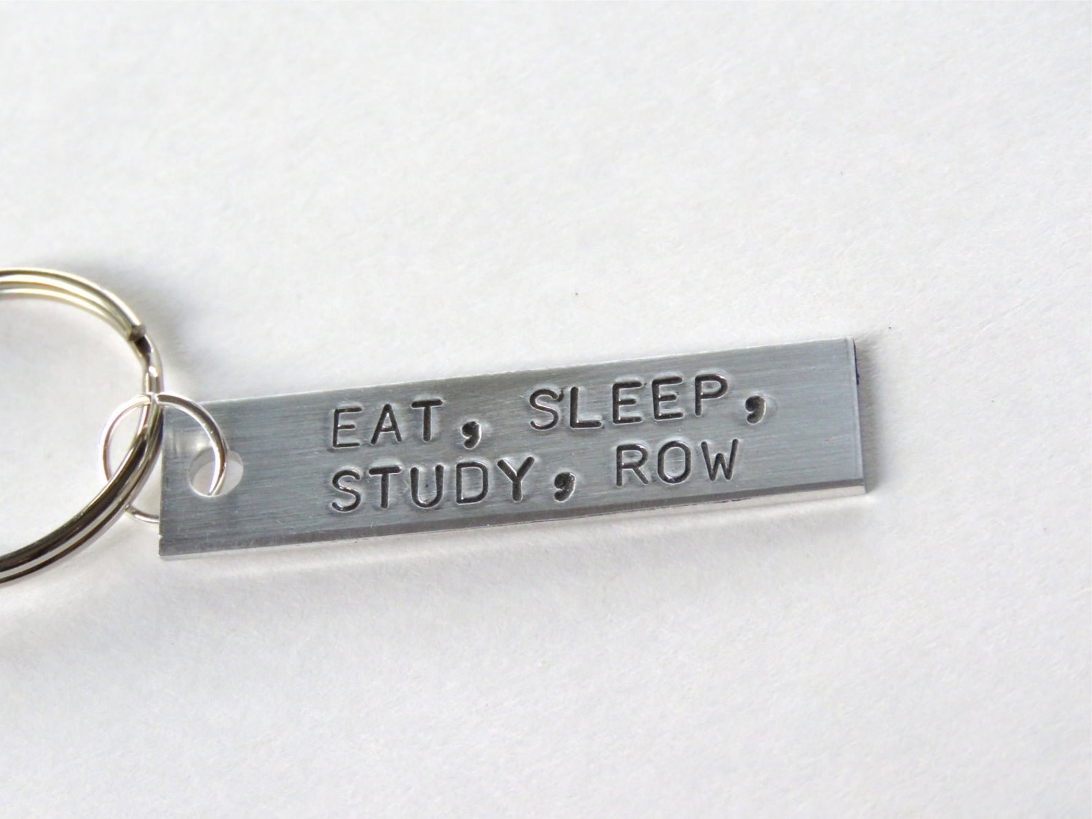 Rowing keychain hand stamped aluminum keychain sports Etsy