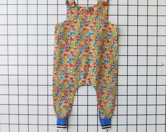 Liberty "Poppy and daisy" cotton harem dungarees with cuff