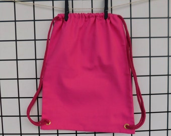 Bright pink drawstring bag for toddlers and kids, 2 sizes